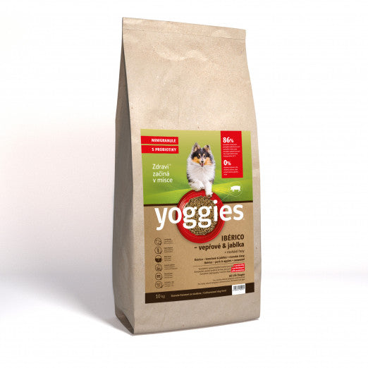 10kg Yoggies MINIGRANULE Ibérico vepřové maso s jablky lisované za studena s probiotiky