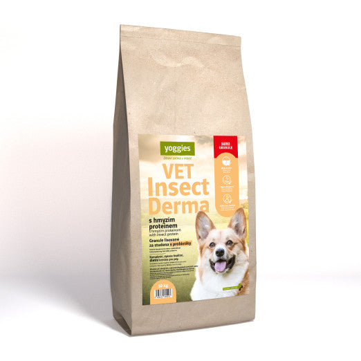 10kg Yoggies VET Insect Derma s hmyzím proteinem, minigranule lisované za studena s probiotiky