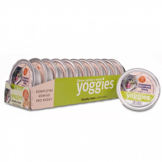11+1 ZDARMA 85g Yoggies mističky pro kočky s lososem a tuňákem v lahodné želé omáčce