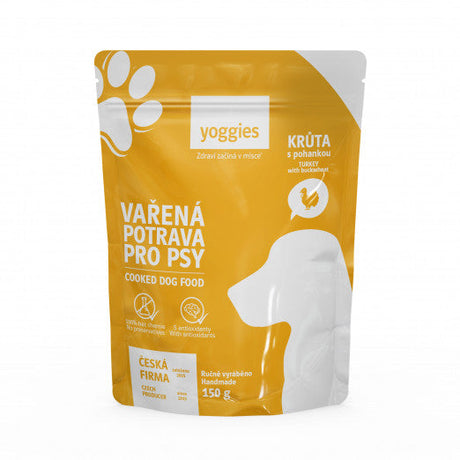 150g Yoggies Vařená potrava pro psy – krůtí maso s pohankou a kloubní výživou
