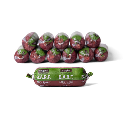 1800 g (12x150g) Yoggies B.A.R.F. 100% hovězí s probiotiky