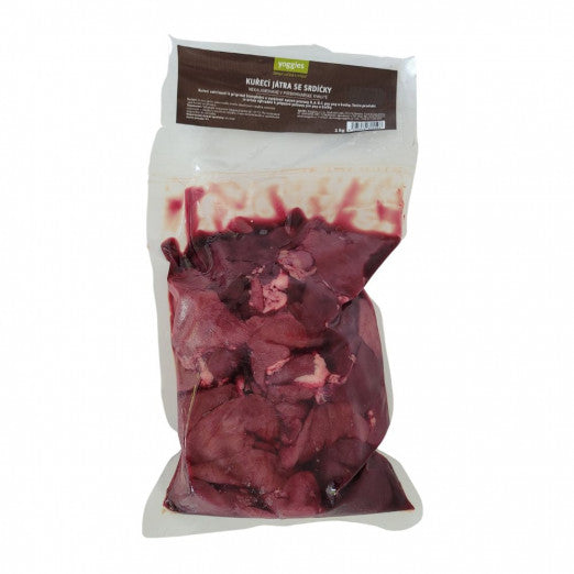 1kg Yoggies B.A.R.F. Kuřecí játra se srdíčky
