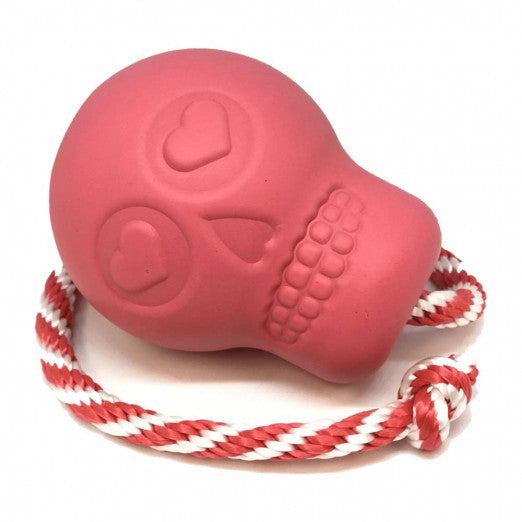 SodaPup lebka s provázkem na přetahování Puppy - růžová 10,8 x 8,3 cm