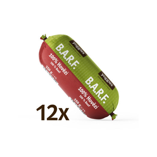 1 800 g (12x150g) Yoggies B.A.R.F. 100% hovězí s probiotiky