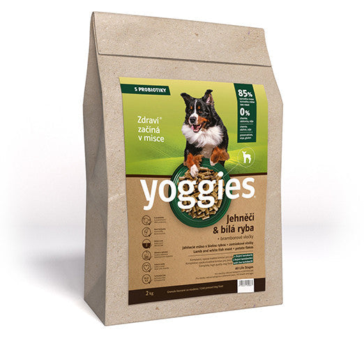 2kg Yoggies Jehněčí maso&bílá ryba, granule lisované za studena s probiotiky