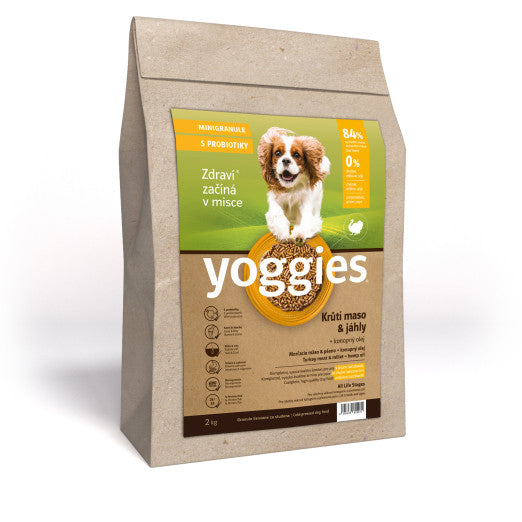 2kg Yoggies Krůtí maso&jáhly, minigranule lisované za studena s probiotiky