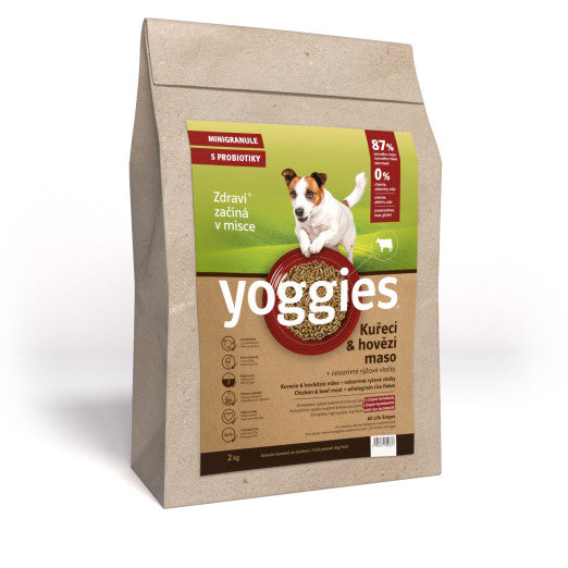 2kg Yoggies Kuřecí&hovězí maso, minigranule lisované za studena s probiotiky