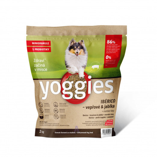 2kg Yoggies MINIGRANULE Ibérico vepřové maso s jablky lisované za studena s probiotiky