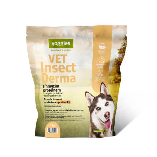 2kg Yoggies VET Insect Derma s hmyzím proteinem, granule lisované za studena s probiotiky