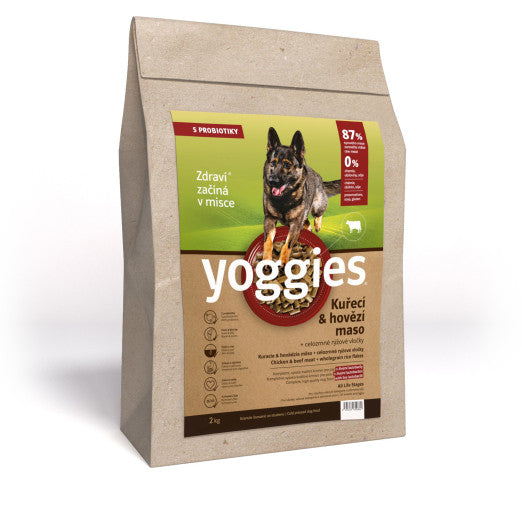 2kg Yoggies Kuřecí&hovězí maso, granule lisované za studena s probiotiky