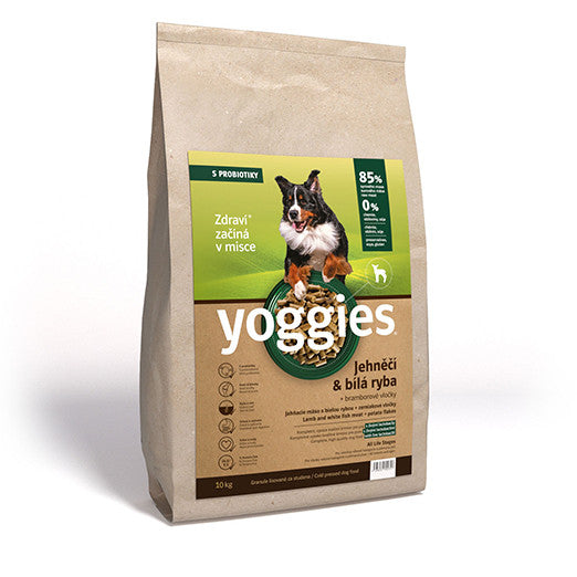 10kg Yoggies Jehněčí maso&bílá ryba, granule lisované za studena s probiotiky