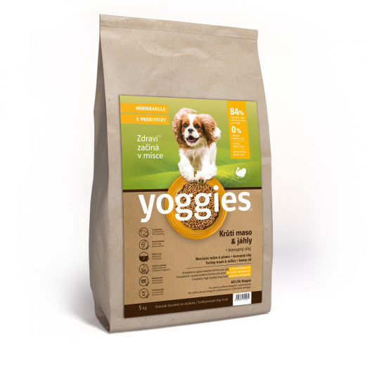 5kg Yoggies Krůtí maso&jáhly, minigranule lisované za studena s probiotiky