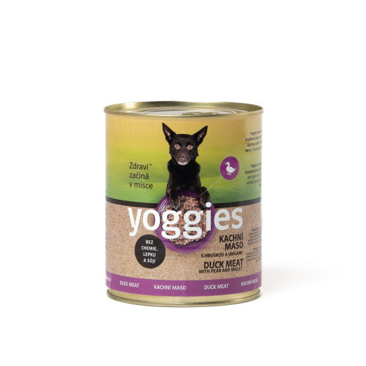 800g Yoggies kachní konzerva s hruškou a jáhlami