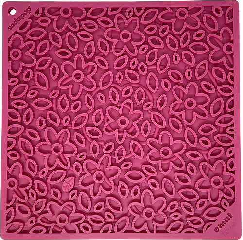 SodaPup Lízací podložka Flower power, růžová – 20x20cm