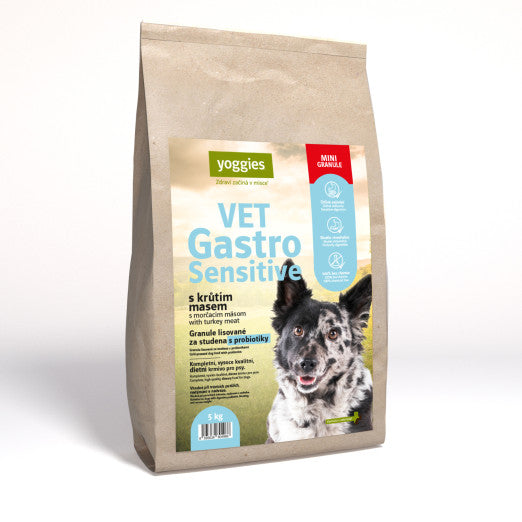5kg Yoggies VET Gastro Sensitive s krůtím masem, minigranule lisované za studena s probiotiky