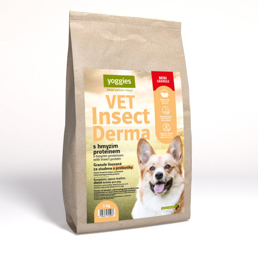 5kg Yoggies VET Insect Derma s hmyzím proteinem, minigranule lisované za studena s probiotiky