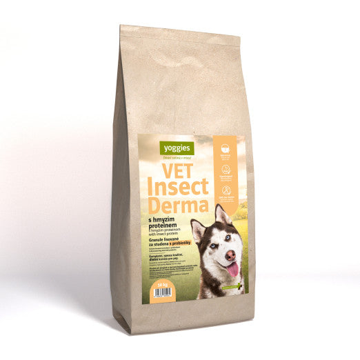 10kg Yoggies VET Insect Derma s hmyzím proteinem, granule lisované za studena s probiotiky