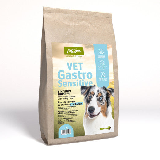5kg Yoggies VET Gastro Sensitive s krůtím masem, granule lisované za studena s probiotiky