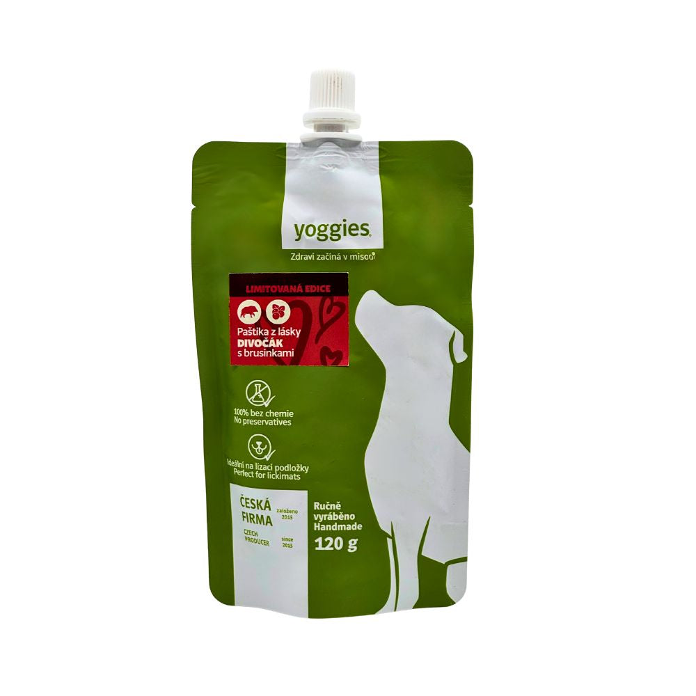 120 g Yoggies Paštika z lásky - Divočák s brusinkami