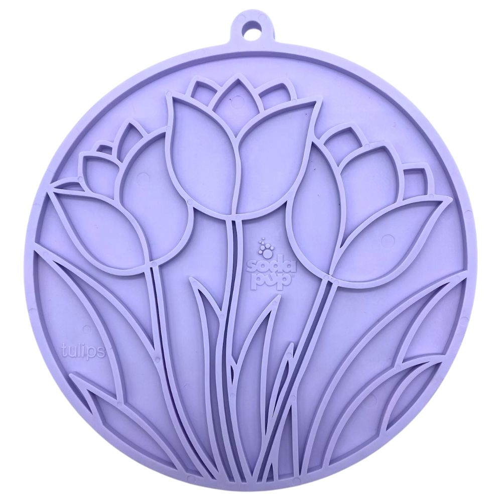 SodaPup lízací podložka s přísavkami Tulipány - fialová