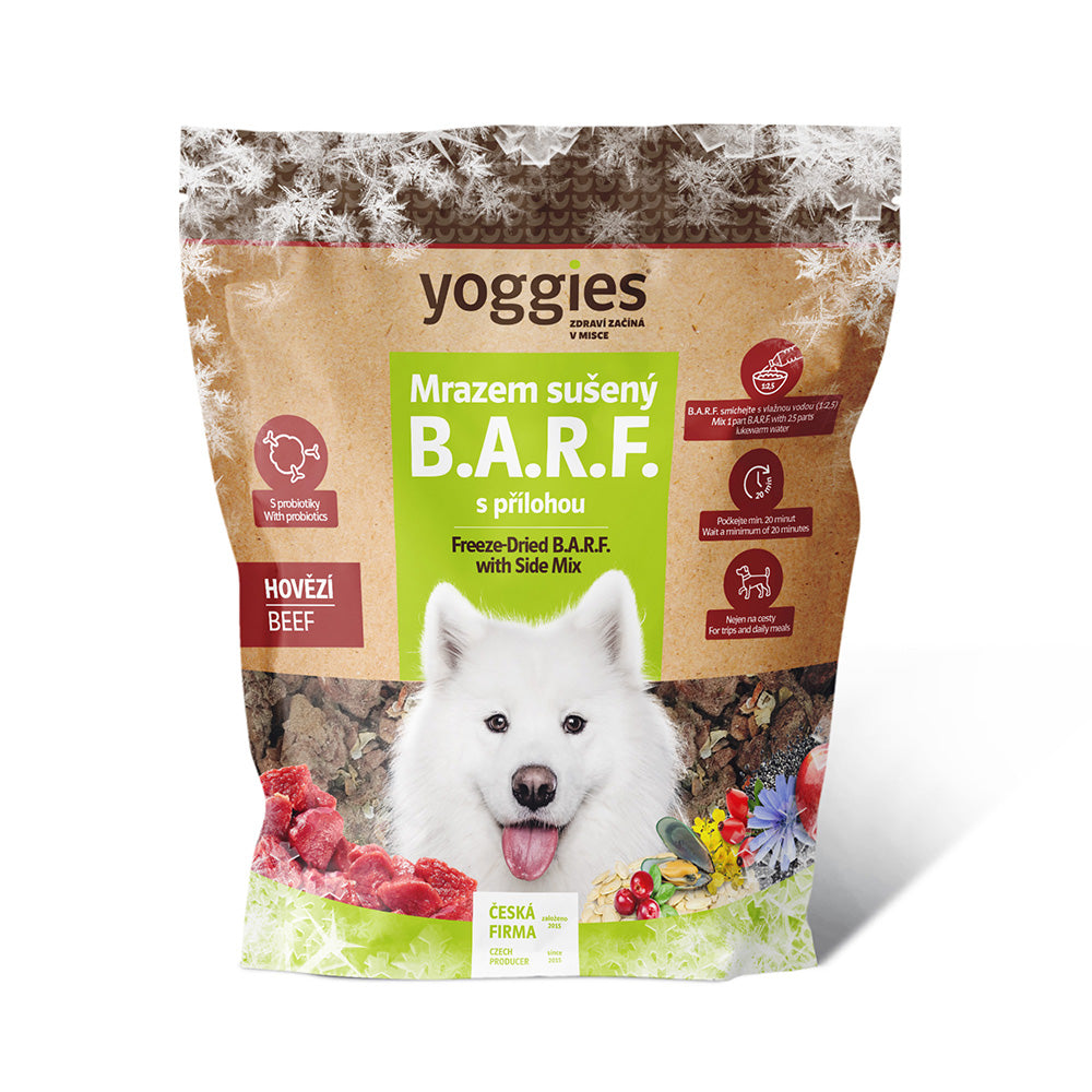 370g Yoggies Mrazem sušený B.A.R.F. s přílohou - Hovězí