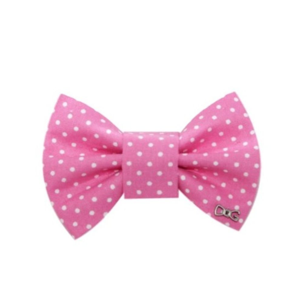 Růžová mašlička s puntíky pro feny