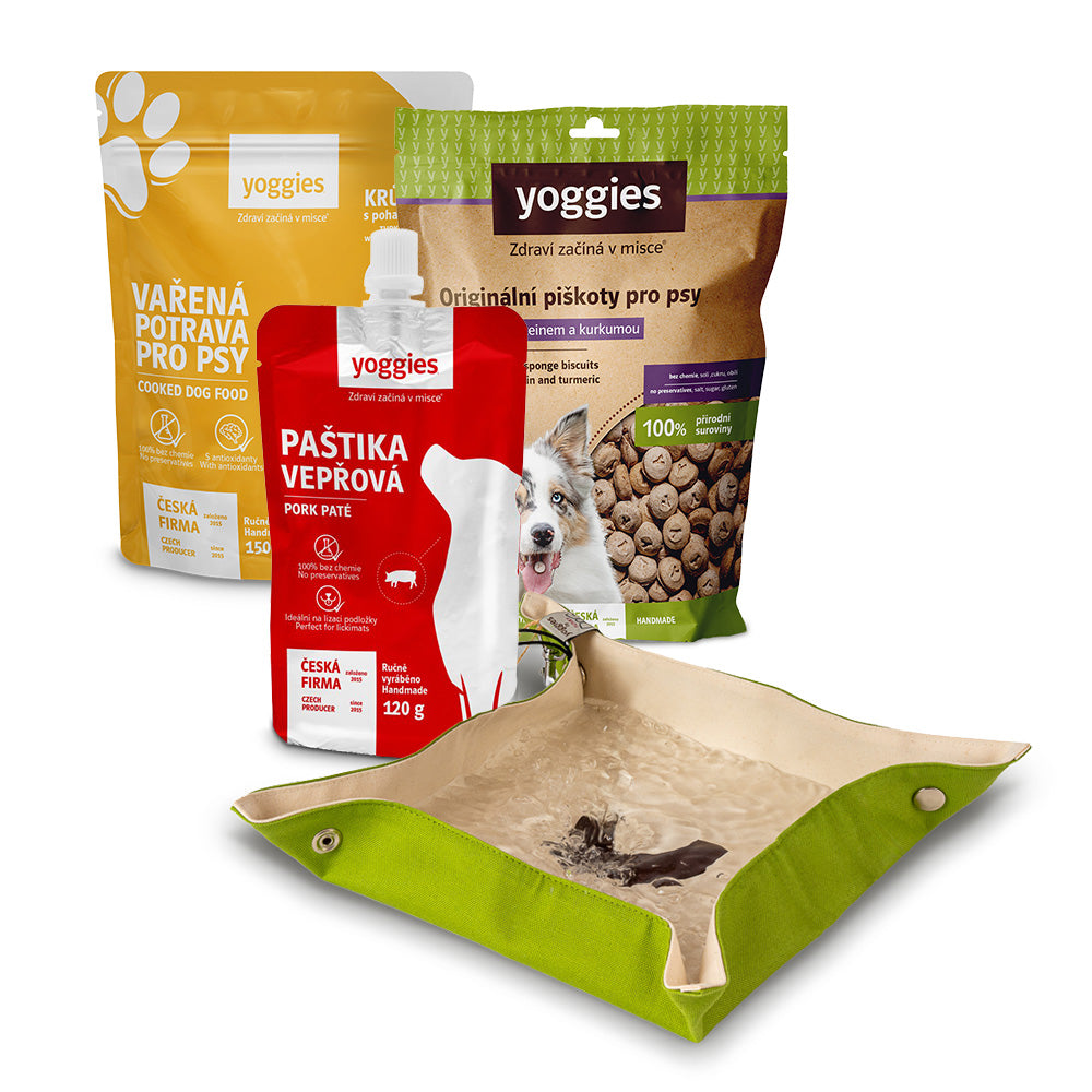 Hypoalergenní balíček na výlet pro malého psa – s miskou