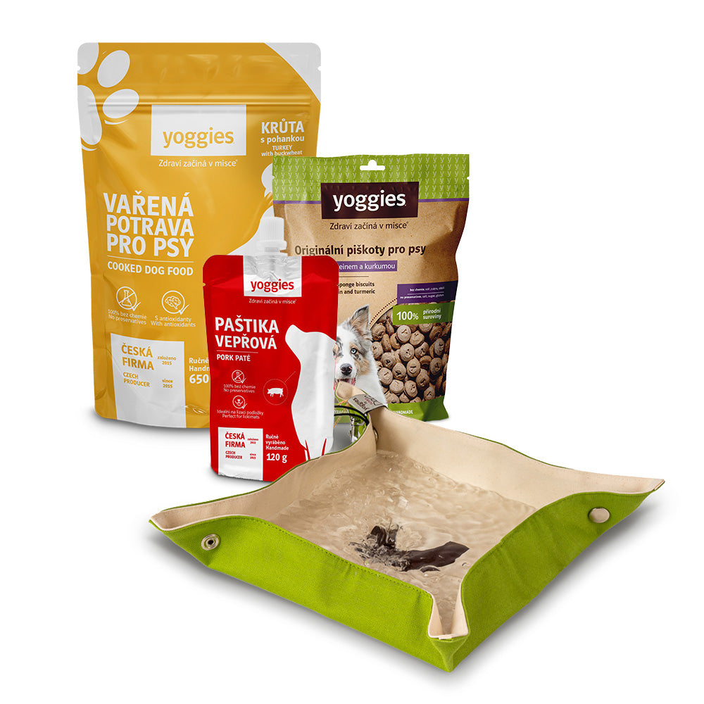 Hypoalergenní balíček na výlet pro velkého psa – s miskou