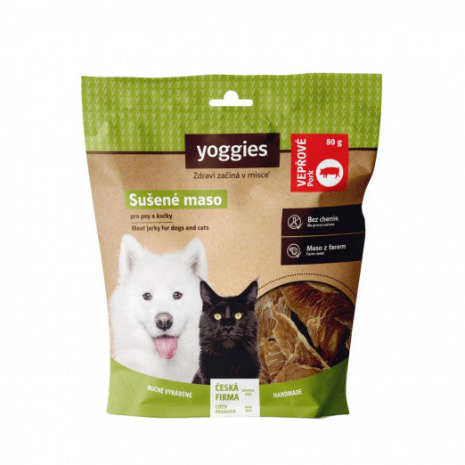 Yoggies Sušené vepřové maso pro psy 80g
