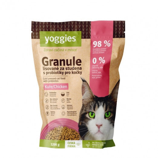 1,2 kg Yoggies Granule pro kočky s kuřecím masem, lisované za studena s probiotiky