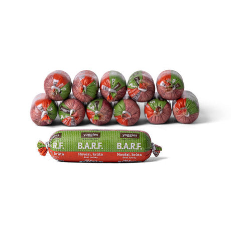 1800 g (12x150g) Yoggies B.A.R.F. Hovězí a krůta s probiotiky 