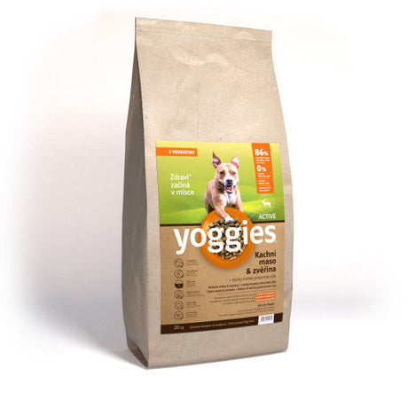 20kg Yoggies Active Kachní maso&zvěřina, granule lisované za studena s probiotiky