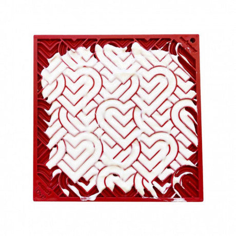 SodaPup Love Lízací podložka, červená – 20 x 20cm