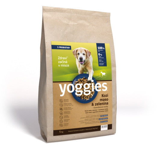 5kg Yoggies Kozí maso&zelenina, hypoalergenní granule lisované za studena s probiotiky