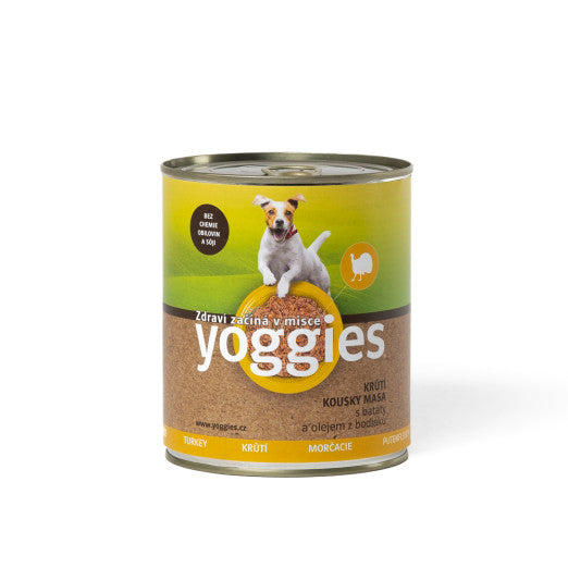 800 g Yoggies kalkoenblik met zoete aardappel en distelolie
