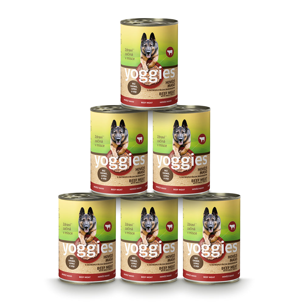 5+1 Yoggies hovězí konzerva s ostropestřcem mariánským 400g