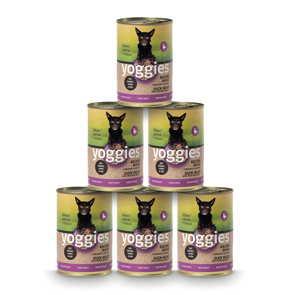 5+1 Yoggies kachní konzerva s hruškou a jáhlami 400g