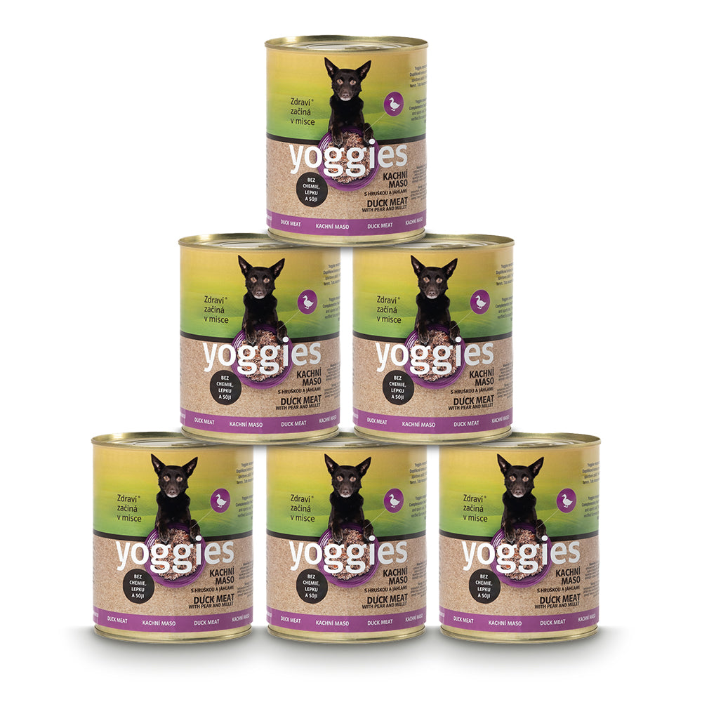 5+1 Yoggies kachní konzerva s hruškou a jáhlami 800g