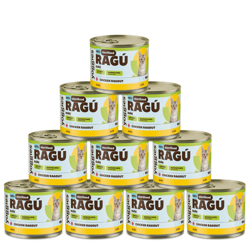 Yoggies RAGÚ pro kastrované kočky, kuřecí monoprotein 24 x 185 g - zvýhodněné balení
