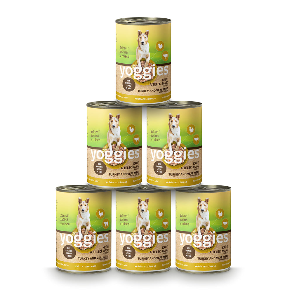 5+1 Yoggies Krůtí a telecí konzerva s jablky 400 g