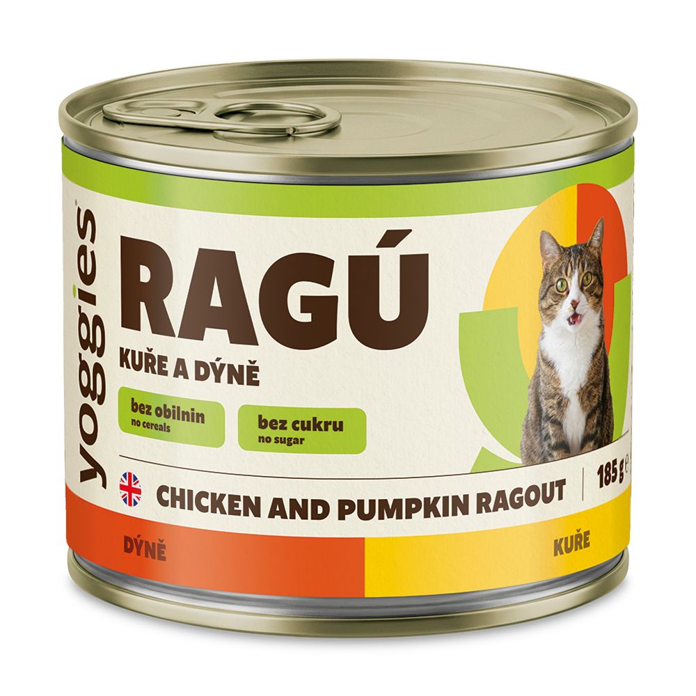Yoggies RAGÚ pro kočky, kuře a dýně 185 g