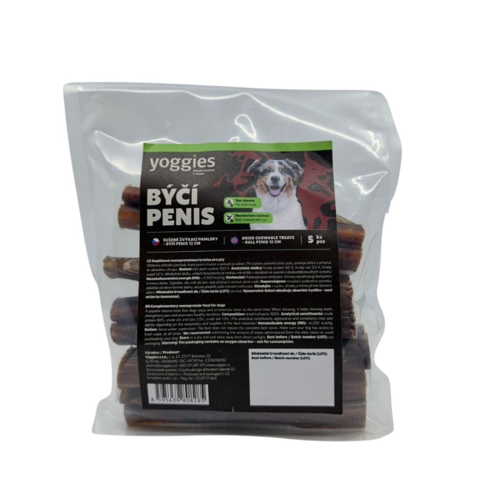 Yoggies Sušené žvýkací pamlsky – Býčí penis 5ks