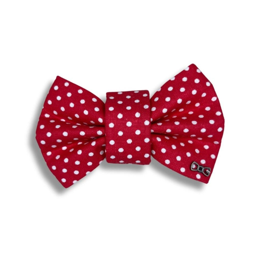 Červený psí motýlek s puntíky