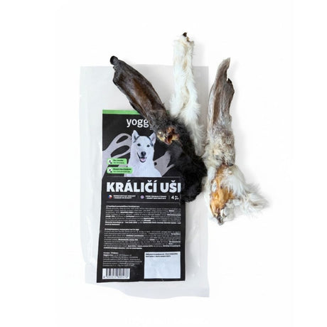 Yoggies Sušené žvýkací pamlsky - Králičí uši se srstí 4ks