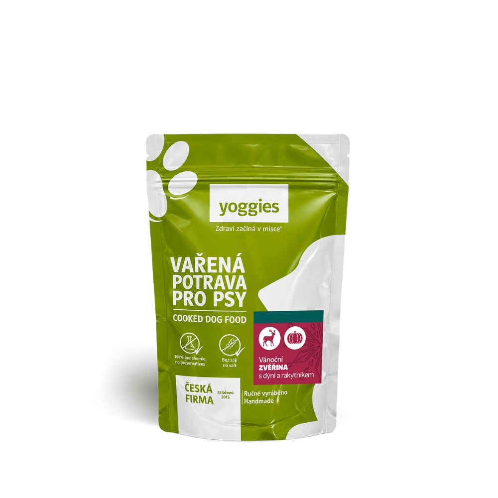 Vánoční vařená potrava ze zvěřiny s dýní a rakytníkem, 150 g