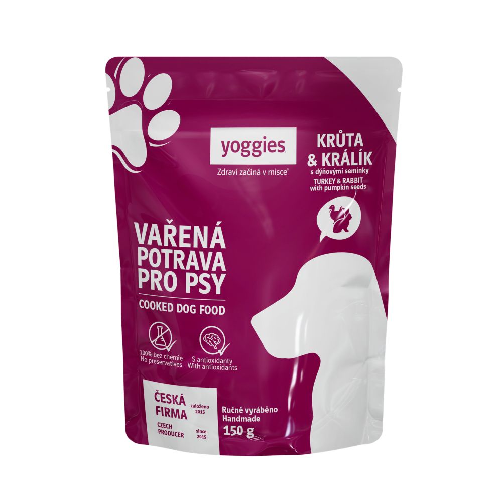 Yoggies gekookt voer voor honden – Kalkoen en konijn met pompoenzaad